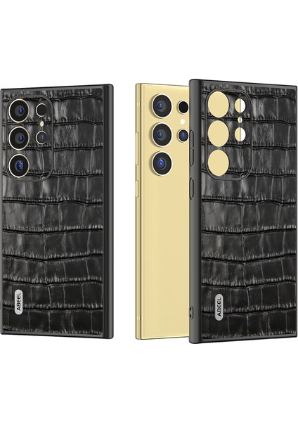 Samsung Galaxy S24 Ultra Hakiki Inek Derisi Timsah Dokulu Telefon Kılıfı (Yurt Dışından)