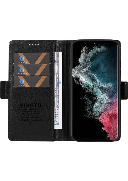 Samsung Galaxy S22 Ultra 5g Litchi Dokulu Deri Cüzdan Telefon Kılıfı (Yurt Dışından)