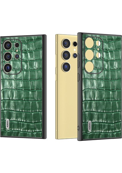 Samsung Galaxy S24 Ultra Hakiki Inek Derisi Timsah Dokulu Telefon Kılıfı (Yurt Dışından)