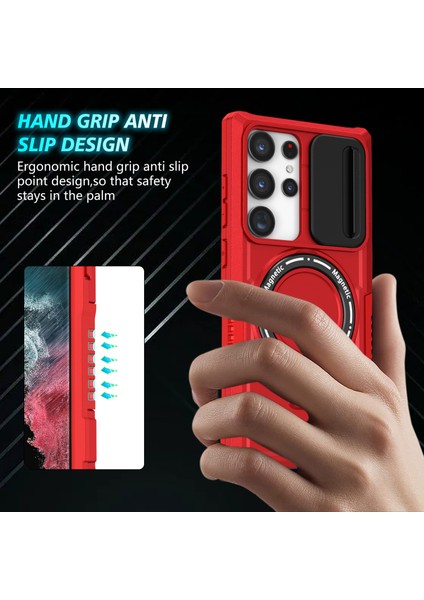 Samsung Galaxy S22 Ultra 5g Manyetik Telefon Kılıfı Pc + Tpu Kickstand Kabuk (Yurt Dışından)