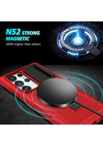 Samsung Galaxy S22 Ultra 5g Manyetik Telefon Kılıfı Pc + Tpu Kickstand Kabuk (Yurt Dışından)