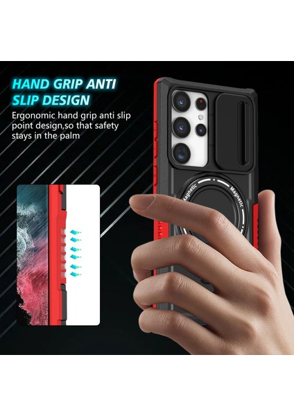 Samsung Galaxy S22 Ultra 5g Manyetik Telefon Kılıfı Pc + Tpu Kickstand Kabuk (Yurt Dışından) modelleri