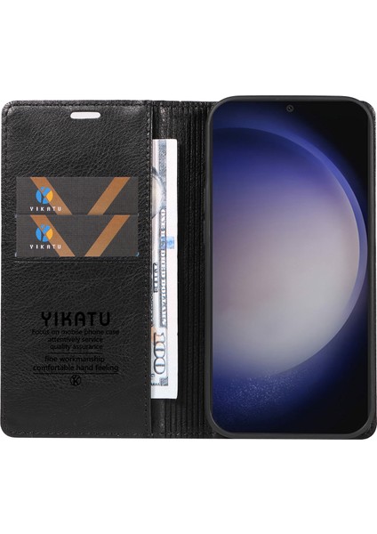 Samsung Galaxy S24 Plus Cüzdan Kılıf Litchi Dokulu Deri Flip Telefon Kapağı (Yurt Dışından)