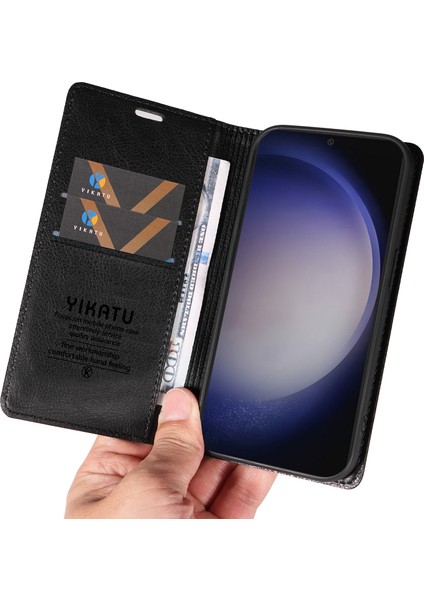Samsung Galaxy S24 Plus Cüzdan Kılıf Litchi Dokulu Deri Flip Telefon Kapağı (Yurt Dışından)