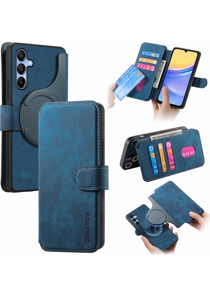 Samsung Galaxy A15 4g / 5g Retro Deri Stand Rfıd Engelleme Çıkarılabilir Telefon Kapağı (Yurt Dışından)
