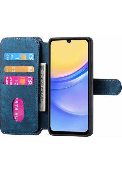 Samsung Galaxy A15 4g / 5g Retro Deri Stand Rfıd Engelleme Çıkarılabilir Telefon Kapağı (Yurt Dışından)