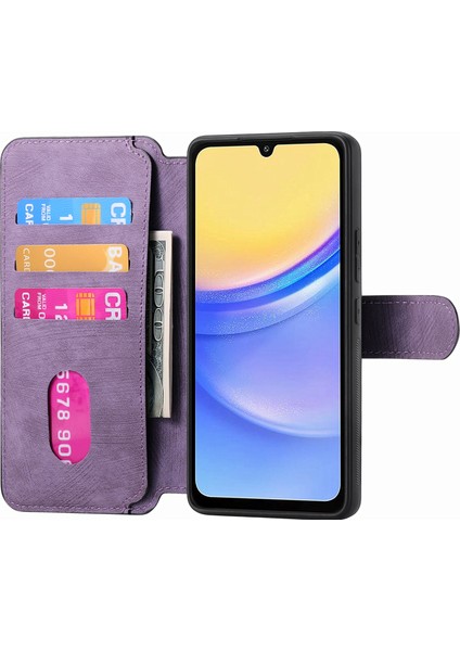 Samsung Galaxy A15 4g / 5g Retro Deri Stand Rfıd Engelleme Çıkarılabilir Telefon Kapağı (Yurt Dışından)