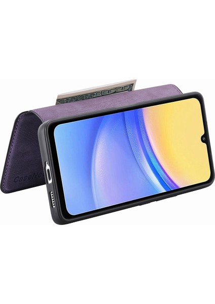 Samsung Galaxy A15 4g / 5g Retro Deri Stand Rfıd Engelleme Çıkarılabilir Telefon Kapağı (Yurt Dışından)