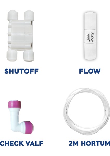 Su Arıtma Cihazı Yenileme Kiti Shut Off - Flow - Check Valf - Hortum Quick