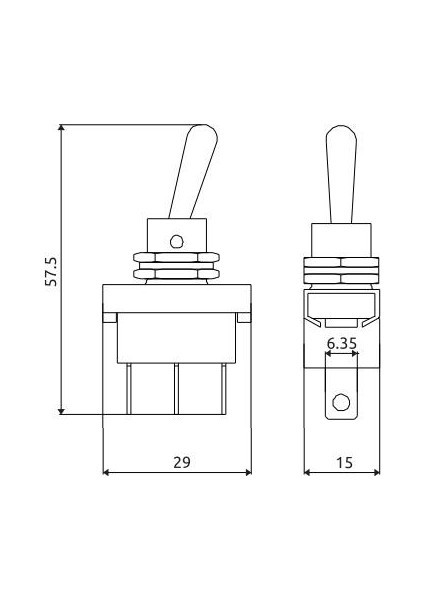 SAĞ-SOL ANAHTAR METAL ÇİFT TARAFA YAYLI (ON)-OFF-(ON) (3 UÇLU)
