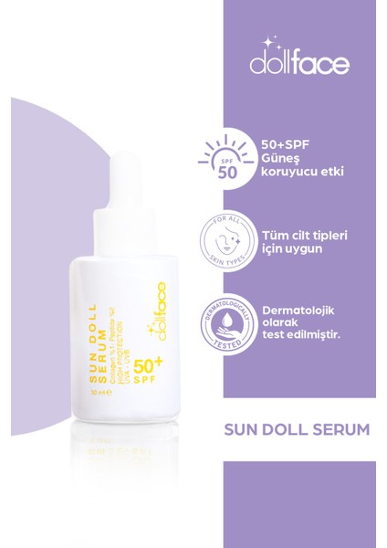 Güneş Koruyucu 50+Spf Sun Serum- Sun Doll Serum- Kolajenli Makyaj Altı