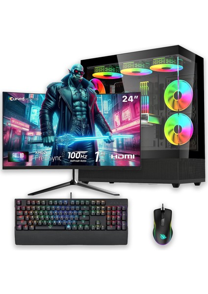 E-Vix Pontus x I5-12400F 32GB 512GB M.2 Nvme 6800 Xt Gddr6 16GB 24" Oyuncu Masaüstü Bilgisayarı