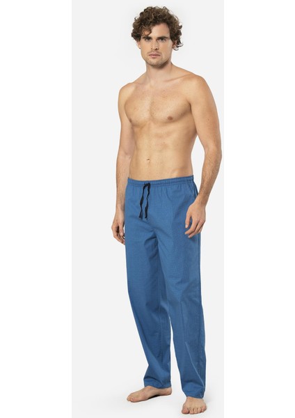 Ekoseli Erkek Tek Alt Pijama, Cep Detaylıdır, %95 Pamuk %5 Likralı