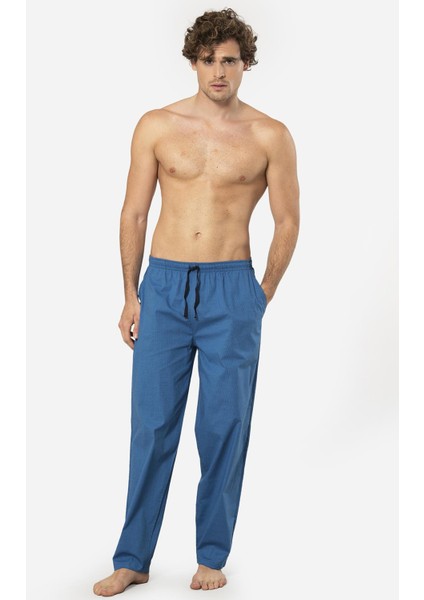 Ekoseli Erkek Tek Alt Pijama, Cep Detaylıdır, %95 Pamuk %5 Likralı