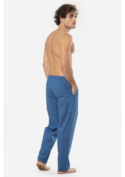 Ekoseli Erkek Tek Alt Pijama, Cep Detaylıdır, %95 Pamuk %5 Likralı