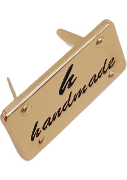 Handmade Yazılı Metal Etiket 3.7x2 cm Plaka Süs Light Gold Renk fiyatları
