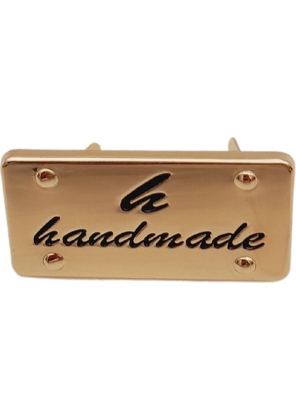 Handmade Yazılı Metal Etiket 3.7x2 cm Plaka Süs Light Gold Renk modelleri