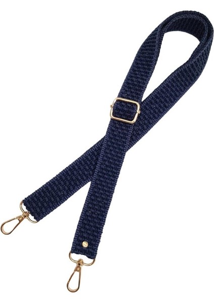 120X3 cm Polyester Kolon Çanta Sapı Lacivert Renk Light Gold Metalli modelleri