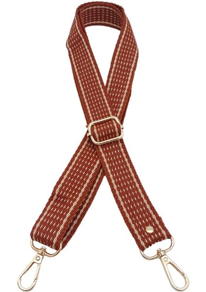 120X3 cm Polyester Kolon Çanta Sapı Taba Renk Bej Şeritli Light Gold Metalli fiyatları