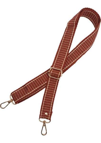 120X3 cm Polyester Kolon Çanta Sapı Taba Renk Bej Şeritli Light Gold Metalli modelleri