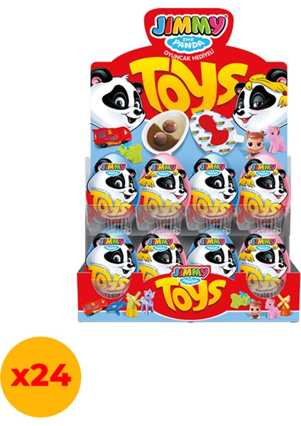 Jimmy Toys Oyuncaklı Sütlü & Kakao Kremalı Sürpriz Pembe (Kızlar Için) Yumurta 25 gr x 24