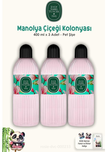 Manolya Çiçeği Kolonyası 3 Adet 400 ml ve Rosıe Pamuk 60'lı