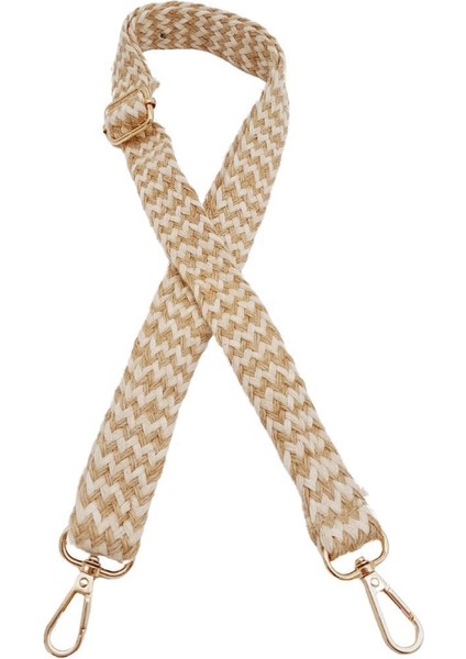 120X3 cm Jüt Kolon Çanta Sapı Bej Çizgili Light Gold Metalli fiyatları