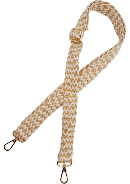 120X3 cm Jüt Kolon Çanta Sapı Bej Çizgili Light Gold Metalli modelleri