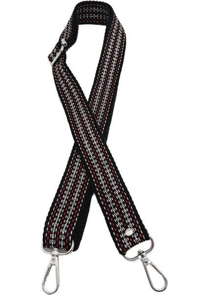 120X3 cm Polyester Kolon Çanta Sapı Siyah Renk Gümüş Şeritli Gümüş Metalli fiyatları
