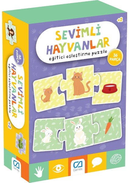 Sevimli Hayvanlar 2+ Yaş Çocukları Için 36 Parçalı Eğitici Eşleştirme Yapboz-Puzzle Oyunu