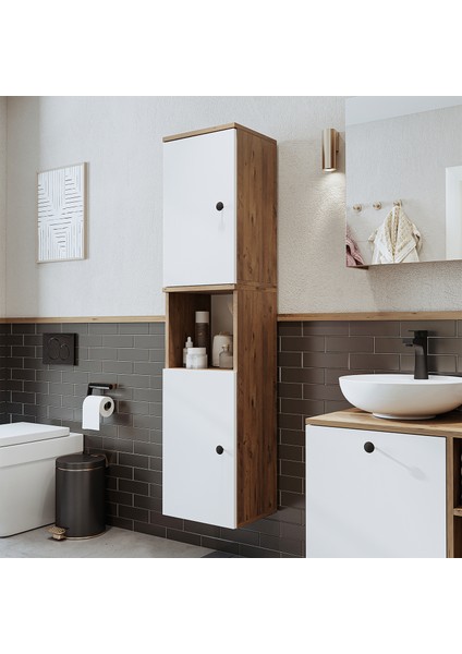Banyo Dolabı Mat Mdf 150 x 35 cm Banyo Boy Dolabı