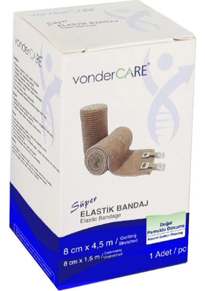 Vonder Care Süper Elastik Bandaj 8cmx150cm (Gerilmiş 4,5 M).