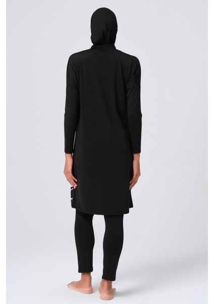 Önü Zebra Desenli Kadın Tam Kapalı Tesettür Mayo 23691 Siyah indirimleri