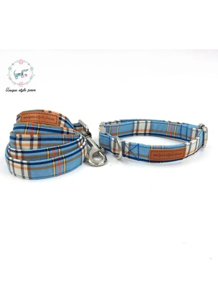 Yaka ve Tasma Tarzı L Beden Moda Mavi Pamuk Ekose Köpek Yaka ve Tasma Seti Papyonlu Pet Kolye Takı Aksesuarı (Yurt Dışından) modelleri