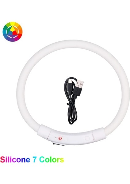 Renkli Stil 35CM Yumuşak Silikon Pet Köpek Tasması Şarj Edilebilir USB Şarj LED Tüp Yanıp Sönen Aydınlık Yavru Kedi Pil Gece Anti-Kayıp Pvc Yaka (Yurt Dışından)