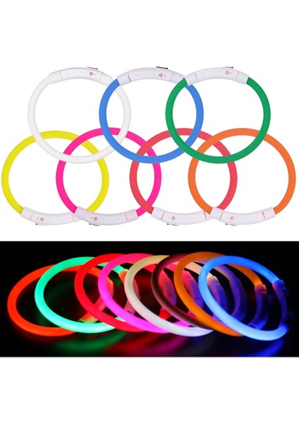 Renkli Stil 35CM Yumuşak Silikon Pet Köpek Tasması Şarj Edilebilir USB Şarj LED Tüp Yanıp Sönen Aydınlık Yavru Kedi Pil Gece Anti-Kayıp Pvc Yaka (Yurt Dışından) fiyatları