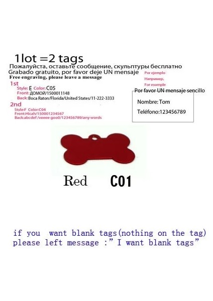 C01 Stili 38MM x 25MM Lot Küçük Hayvanlar Için Köpek Kımlık Etiketleri Yavru Pet Kedi Köpek Yaka Giysileri Tasma Aksesuarları Malzemeleri Aluminiumtag Yavru Adı Tel (Yurt Dışından)