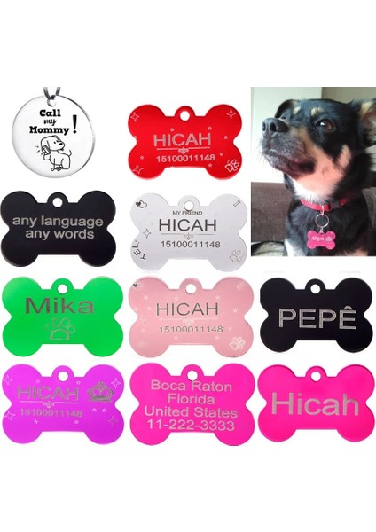 C01 Stili 38MM x 25MM Lot Küçük Hayvanlar Için Köpek Kımlık Etiketleri Yavru Pet Kedi Köpek Yaka Giysileri Tasma Aksesuarları Malzemeleri Aluminiumtag Yavru Adı Tel (Yurt Dışından) fiyatları