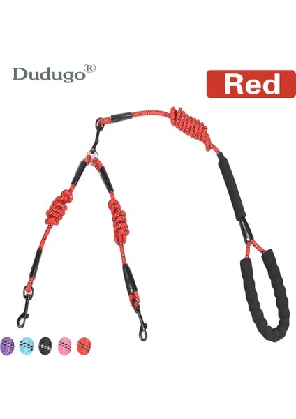 Kırmızı 2.4m Tarzı S Çap 0.6cm Yürüyüş 2 Iki Köpek Bir Tasma Naylon Dolaşmayan Köpek ve Kedi Için Pet Tasma Küçük Orta Büyük Köpekler Için Koşu Pitbull Bulldog Puglar (Yurt Dışından)