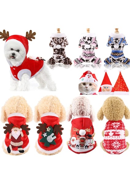 Renk 4 Tarzı M Beden Noel Köpekler Için Evcil Hayvan Giysileri Noel Santa Kedi Kostüm Kış Sıcak Kedi Ceket Ceket Polar Köpek Hoodies Yavru Kedi Küçük Köpek Giyim (Yurt Dışından)