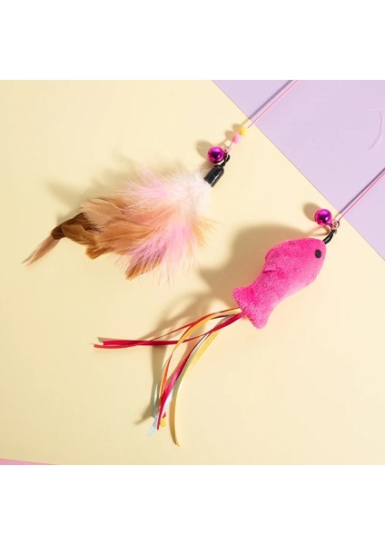 1xpink Püskül Sopa Stili Yeni Kedi Yavrusu Teaser Değnek Oyuncaklar Fare ile Çubuk, Zil, Tüy, Elastik Ip ve Püskül, Interaktif Eğlence, Evcil Hayvanlar Için Cat Catcher (Yurt Dışından) indirimleri