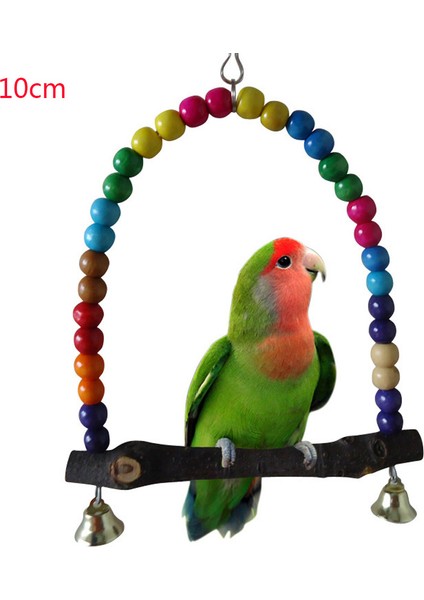 Tahta Çubuk 10CM Tarzı Ahşap Kuş Salıncak Oyuncak Cockatiels Parakeets Kafes Aksesuarları Için Asılı Bells ile Kuş Kafesi Papağan Levrek Standı Oyun Spor Salonu (Yurt Dışından)