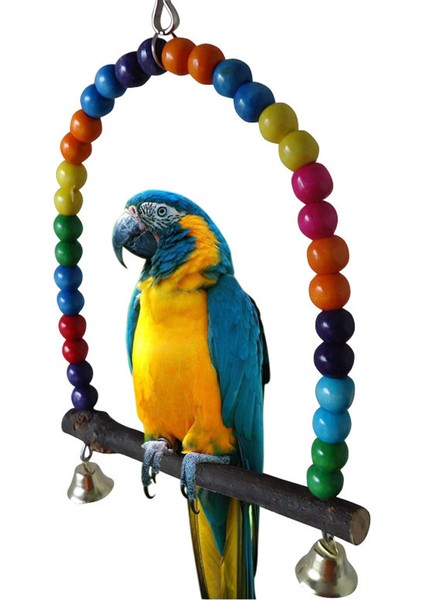 Tahta Çubuk 10CM Tarzı Ahşap Kuş Salıncak Oyuncak Cockatiels Parakeets Kafes Aksesuarları Için Asılı Bells ile Kuş Kafesi Papağan Levrek Standı Oyun Spor Salonu (Yurt Dışından) indirimleri