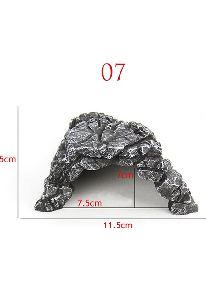 No.7 Tarzı 7 Stil Sürüngen Gizleme Habitat Mağara Kertenkele Yılan Kaplumbağa Dinlenme Evi Toksik Olmayan Reçine Akvaryum Peyzaj Dekorasyonu (Yurt Dışından)