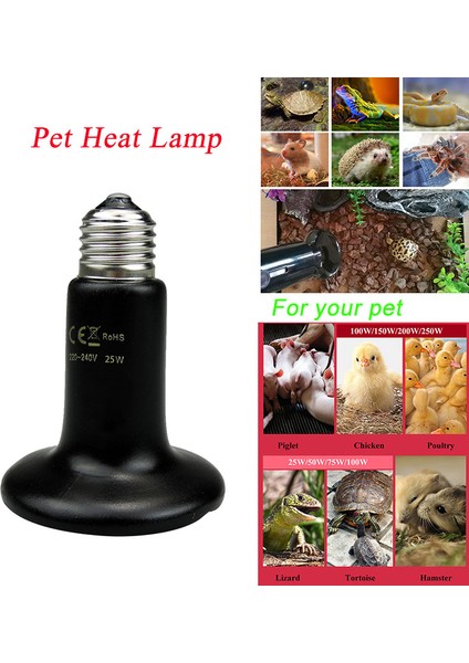 Uva 25W Tarzı Uzak Kızılötesi Pet Isıtma Lambası Ceramv Pet Isıtma Lambası Ampul Pet Brooder Tavuklar Sürüngen Lamba 25W 50W 75W 100W (Yurt Dışından)