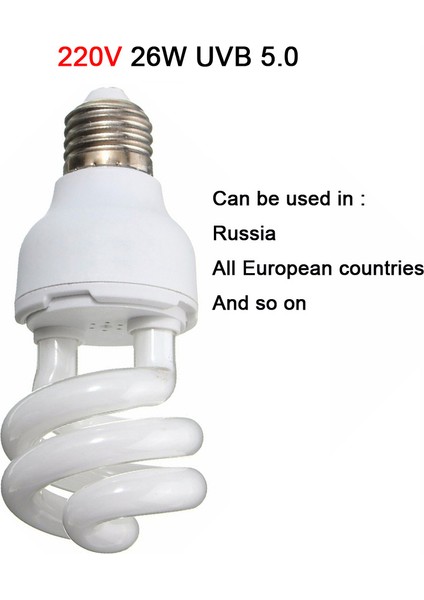 220V 26W Uvb5.0 Stili Uvb 5.0 UVB10.0 Sürüngen Lamba Kaplumbağa Uvb Ampul Kertenkele Yılan Lguanas Isı Kalsiyum Lamba Işığı Enerji Tasarrufu E27 13W 26W 110V 220V (Yurt Dışından)