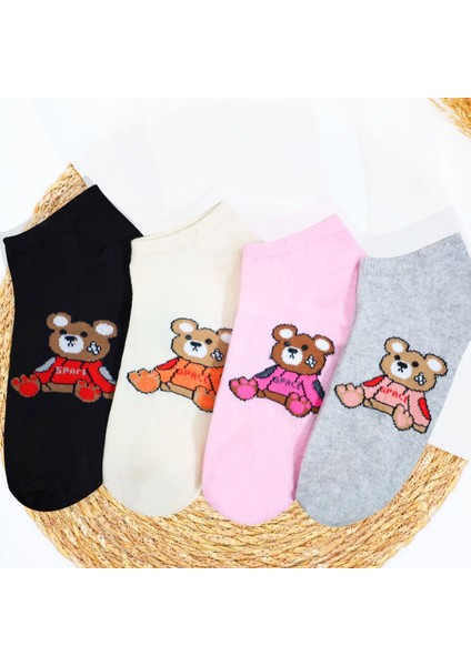 Kral Socks 4 Çift Kadın Çorap Trend Yeni Desen Kısa Patik Çorap Yeni Sezon