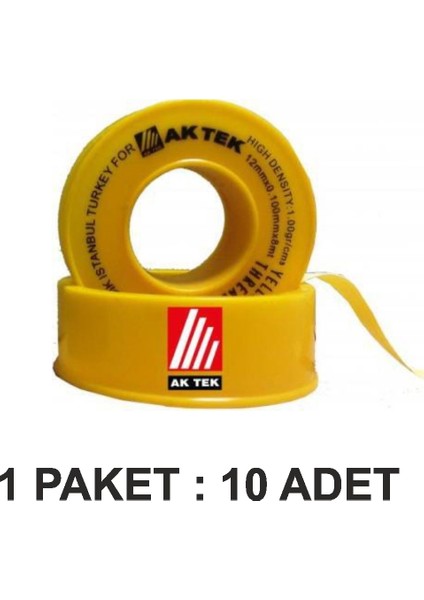 Teflon Bant Doğalgaz 12MM*0,1MM*8M 1g/cm3 Paket 10 Lu