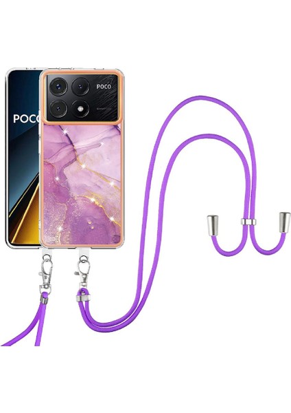 Xiaomi Redmi Için Kılıf K70E Anti-Scratch Yumuşak Mermer Tampon Crossbody Kayış (Yurt Dışından)