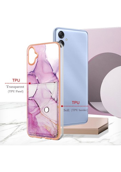 Samsung Galaxy A04E Mermer Ince Cüzdan Yumuşak Tpu Tampon Kart Yuvaları (Yurt Dışından)